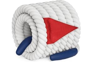 X XBEN 35 Feet Tug of War Rope with Flag for Kids, Teens and Adults, Soft Polypropylene Rope Games for Team Building Activities, Family Reunion, Birthday Party-15 ft,55 ft,110 ft White