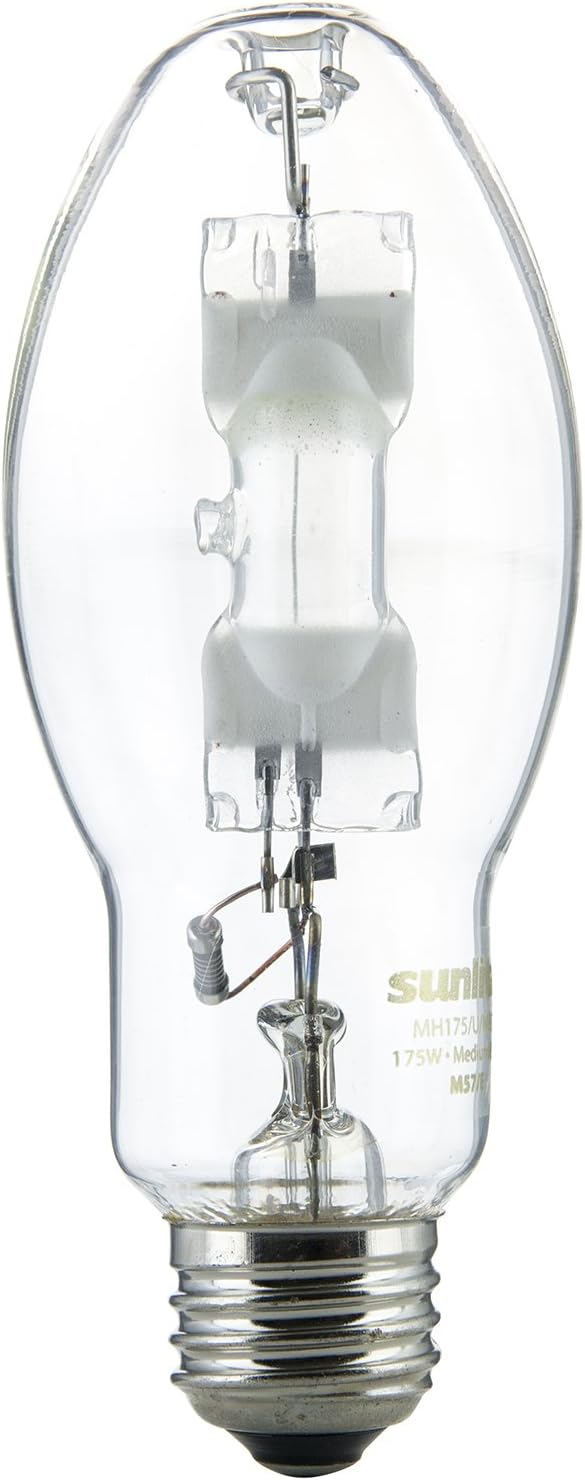 Sunlite MH175/U/MED 175Watt Metal Halide ED17 Bulb, Medium Base, Clear