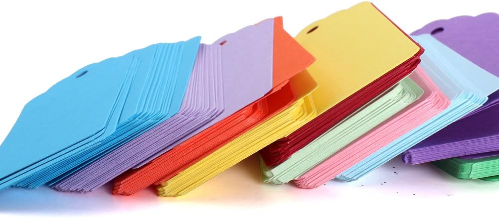 WARMBUY Color Paper Gift Tags with Natural Jute Twine, 200Pcs: Home & Kitchen