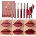 YOUNG VISION 6-Pc Matte Nude Liquid Lipstick Set - Long-Lasting & Pigmented Shades, Lip Gloss Bundle Gift Collection for Girls/Women