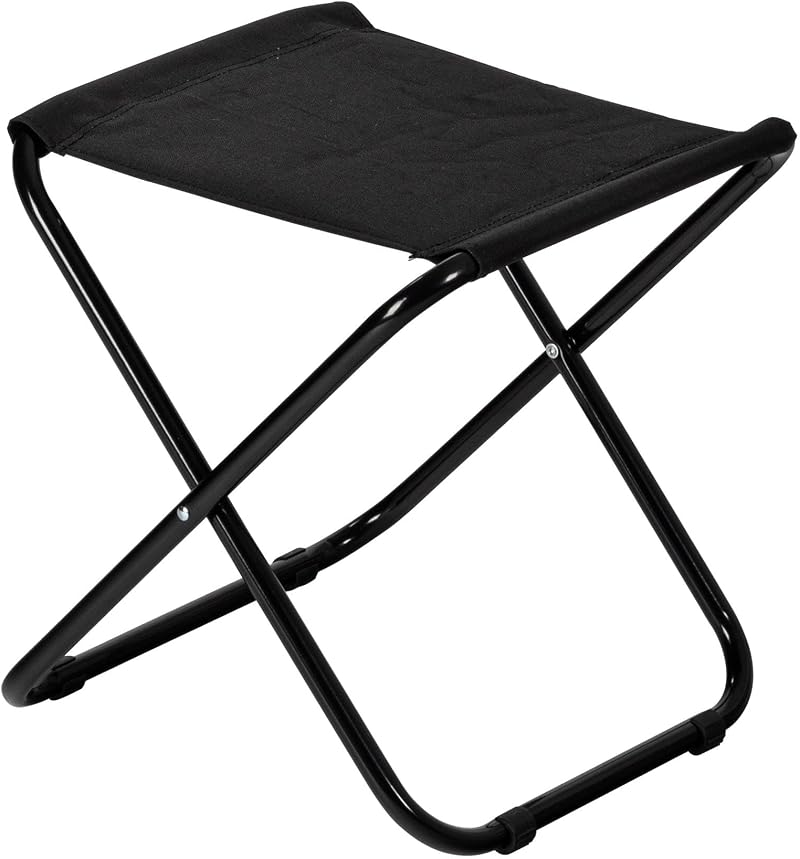 Harbour Housewares Folding Stool Black Canvas Seat Portable Outdoor 27.5cm x
