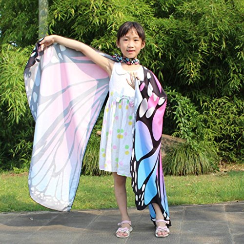 Monarch Butterfly Wings,Kemilove Prop Soft Fabric Butterfly Wings Shawl Fairy Ladies Nymph Pixie Costume Accessory (Kid,136108CM, Pink) - Thumbnail 4