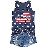 TAOHONG USA Flag Tank Top Women Halter Sleeveless Tops Patriotic 4th of July Shirts Distressed Graphic Summer Racerback Vest