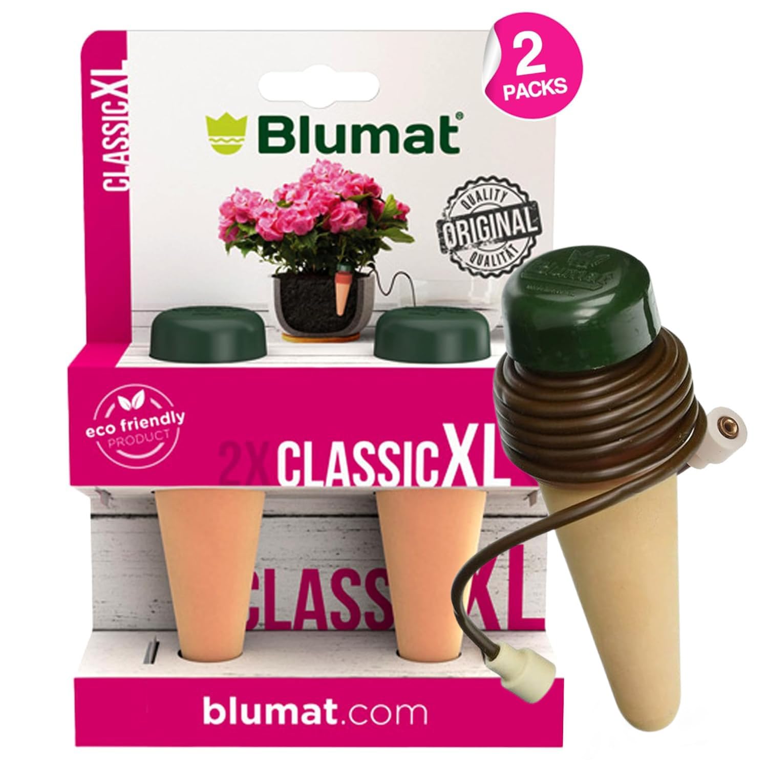 Blumat XL Classic Plant Watering Stakes | for Everyday Home or Vacation Use | Indoor or Outdoor Water Spikes for Plants | Automatic Drip Irrigation (2 Pack XL)
