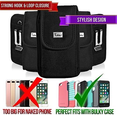 Rugged Heavy Duty Nylon Canvas Vertical EXTRA LARGE Oversize Belt Clip Case Pouch Holster for Microsoft Lumia 550 [PERFECT FITS WITH MAXBOOST BATTERY CASE ON IT ]