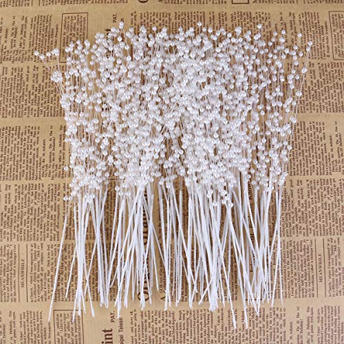 Canjoyn 100 Stems Pearl Sticks Beading on Wire Stems for DIY Garland Bridal Wedding Pearl Bouquet Home Party Decor Craft (Silver)