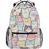 Giwawa Colorful Cats Bookbag Cute Animal Pattern Schoolbag Business Laptop Roomy Backpack Bookbag for Hiking Traveling Camping One Size