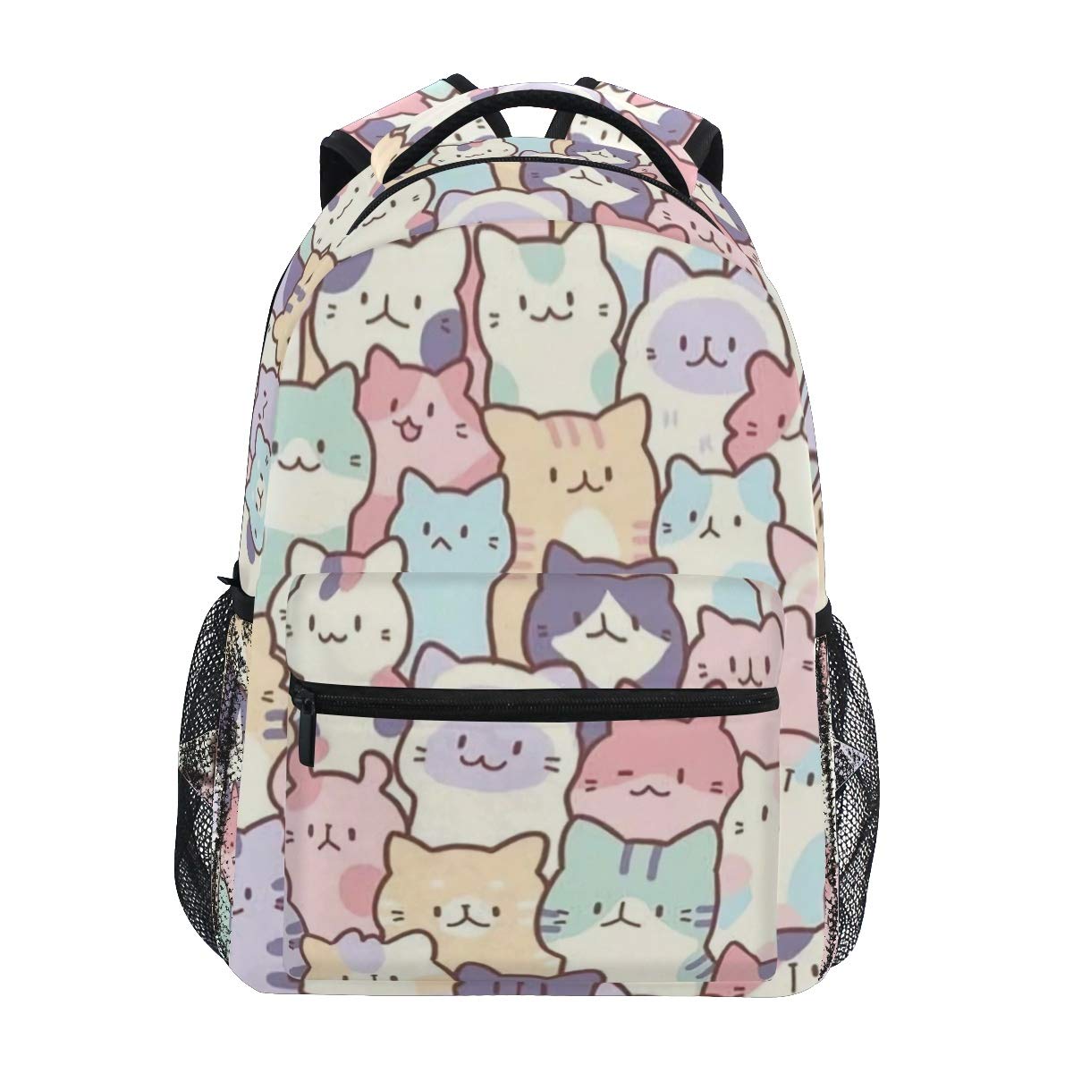 Photo 1 of Giwawa Colorful Cats Bookbag Cute Animal Pattern Schoolbag Business Laptop Roomy Backpack Bookbag for Hiking Traveling Camping One Size