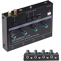 STABCL 4 Channel Headphone Amplifier, Stereo/Mono Headphone Amp Splitter with 3.5mm,6.35mm,RCA Input. Four 3.5mm and 6.35mm O