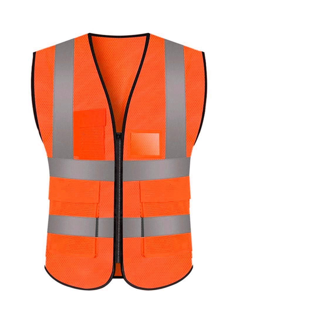 JZK Orange XXXL mesh Safety Vest with Pockets and Zipper, high Visibility mesh Waistcoat Reflective Vest Jacket for Men Women Adults, hi vis Vest with Pockets