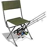 LEADALLWAY Fishing Chair with Rod Holder Portable Folding Camping Stool Small Chair (Green Large)