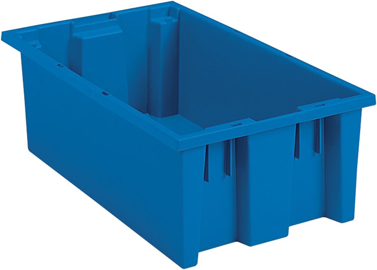 Akro-Mils 35180 Nest and Stack Plastic Storage and Distribution Tote, 18-Inch L by 11-Inch W by 6-Inch H, Blue, Case of 6