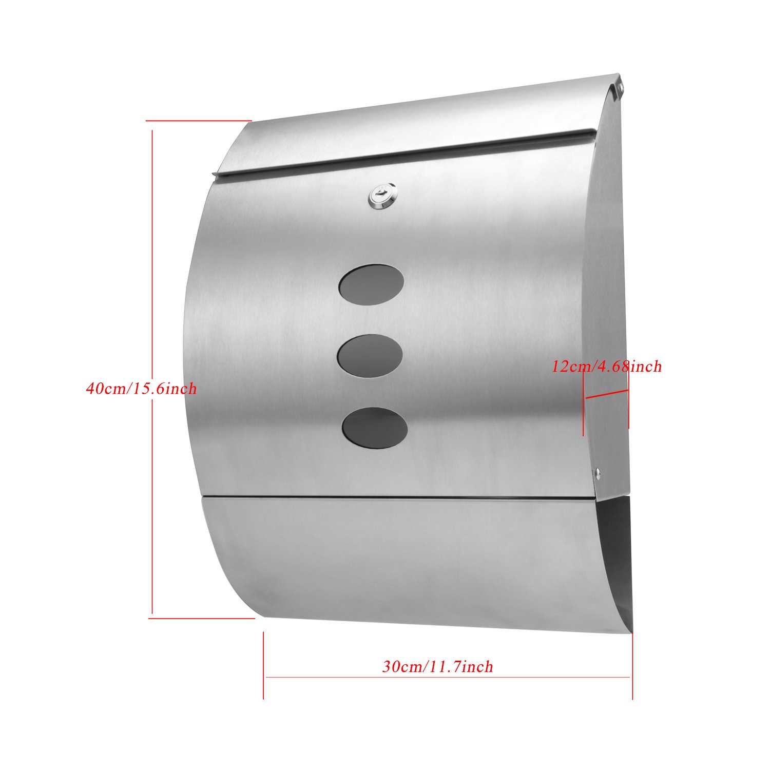 coorun Boîte aux lettres boîte aux lettres en acier inoxydable brossé Boîte aux lettres murale Post Letter Box Boite aux lettres, argent