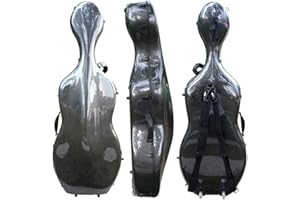 GENERIC 4/4 Full Size Cello Case Hard Mixed Carbon Fiber Strong & Ultralight Cello Box ca. 4.0 kg with Strong Handle & 2 Bow Holders & Back Straps & Wheels (Black)