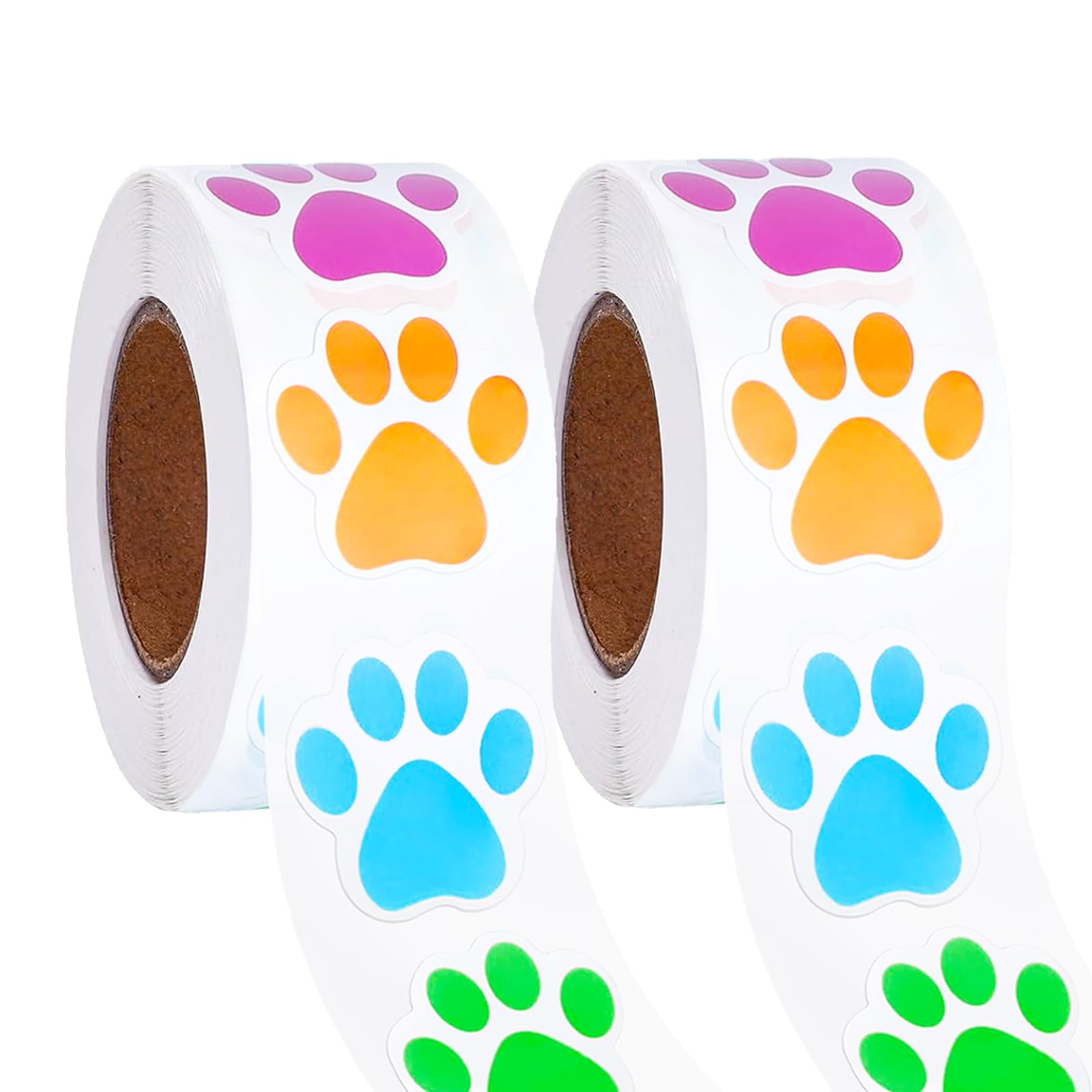 Photo 1 of 1000 Pcs Paw Prints Stickers, 1" Black Puppy Patrol Print Label, Dog Cat Bear Self-Adhesive Paw Sticker for Gifts, Kennels, Party Decoration, Student Awards (2 Roll,Colorful)
