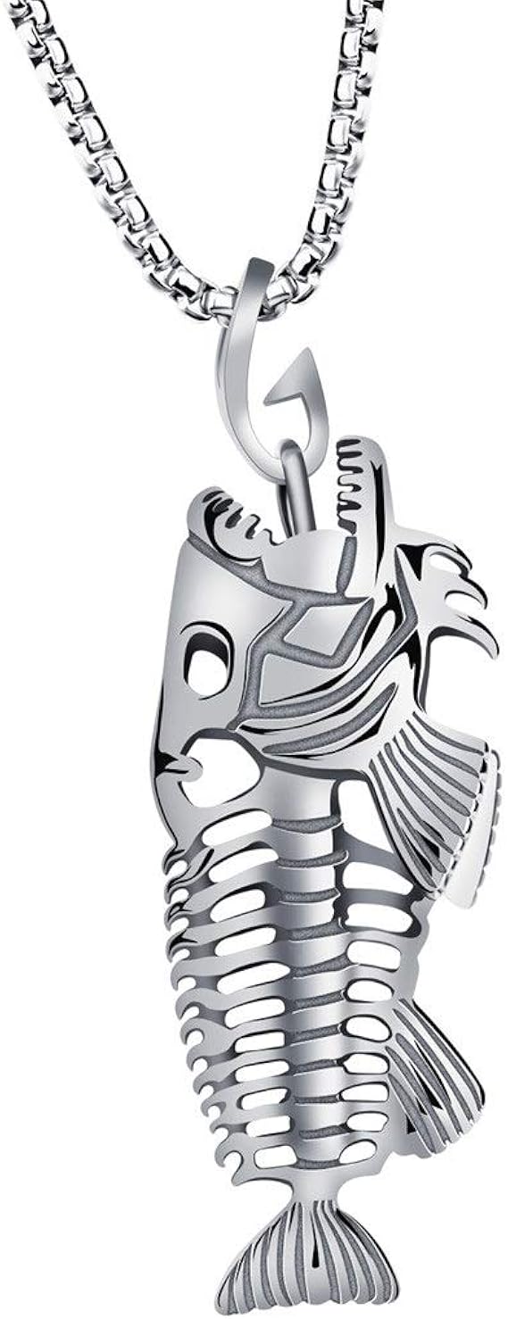 Amazon 魚の骨のネックレスメンズチタン鋼のペンダントのパンクスタイルユニセックスアクセサリー チョーカー 通販