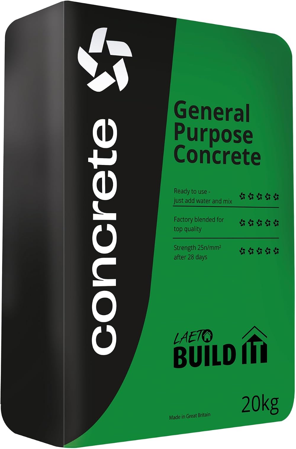 Laeto 20kg Ready Use Pre-Mixed Concrete Paths Patios Steps Repairs Foundations