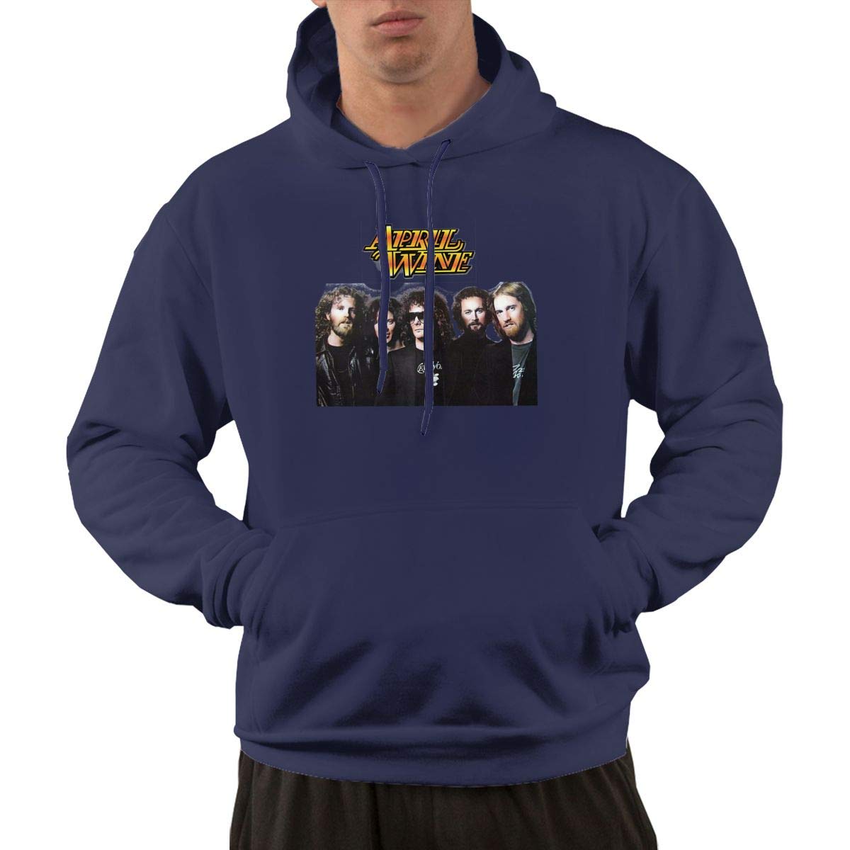 Erman S Pullover Comfortable Navy Print April Wine Music Cool Hooded Shirts With Pocket M