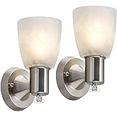 EJIAXIN Wall Sconces Set of 2, Brushed Nickel Vanity Lights for Bathroom, Modern Wall Light Fixtures with Rotary Switch, Wall