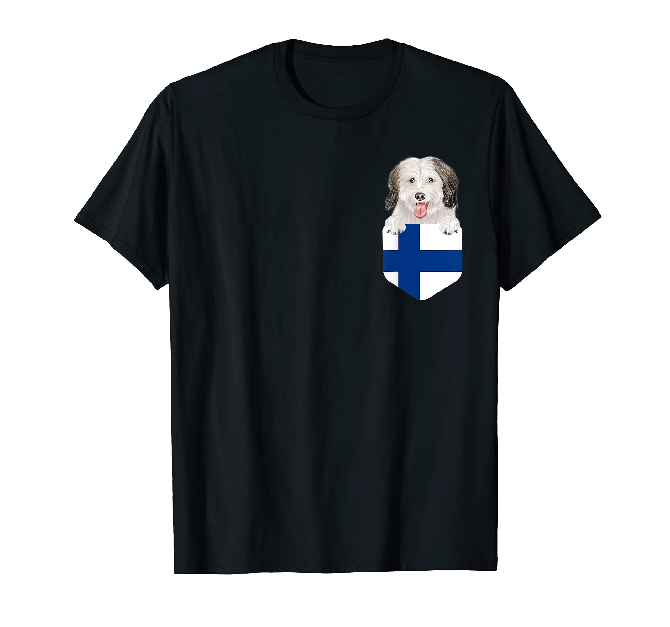Finland Flag Coton de Tulear Dog In Pocket T-Shirt