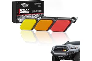 GANGMU TEC TRD Grille Decor Badge, 3-Color Upgrade Emblem, Universal Compatible with Toyota 4Runner Tacoma Tundra & Other Mesh or Slotted Grille (Classic Style, Red)