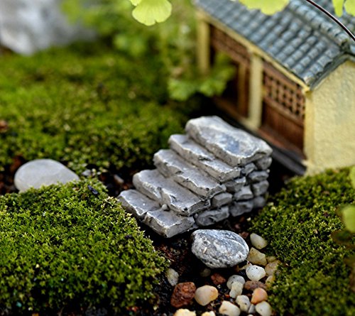 Freedi Miniature Stair Step Bridge Stair Garden Fairy Decoration Accessories Landscape DIY Ornaments (Bend)
