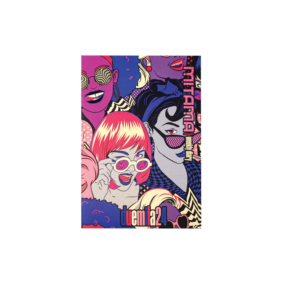 MITAMA Pop Art Trend Graphic Diary – Weekly Planner – 18 Months September 2023 – February 2025 – 158 Pages + 50 Extra Contents – Flexible Cover + Bookmark – 15 x 21 cm