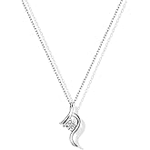Zikichiky Silver Cubic Zirconia Necklace for Women-Sparkly Dainty Wave Pendant Necklace, Minimalist Choker Silver Jewelry Gifts for Women Trendy