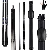 Tiekerbilir Glass Fiber Pool Cue, 2-Pieces Pool Cue Stick - 58" Professional Billiard Pool Cues Sticks, 19-20 oz Professional Pool Stick Set (with Cue Case &amp; Glove)