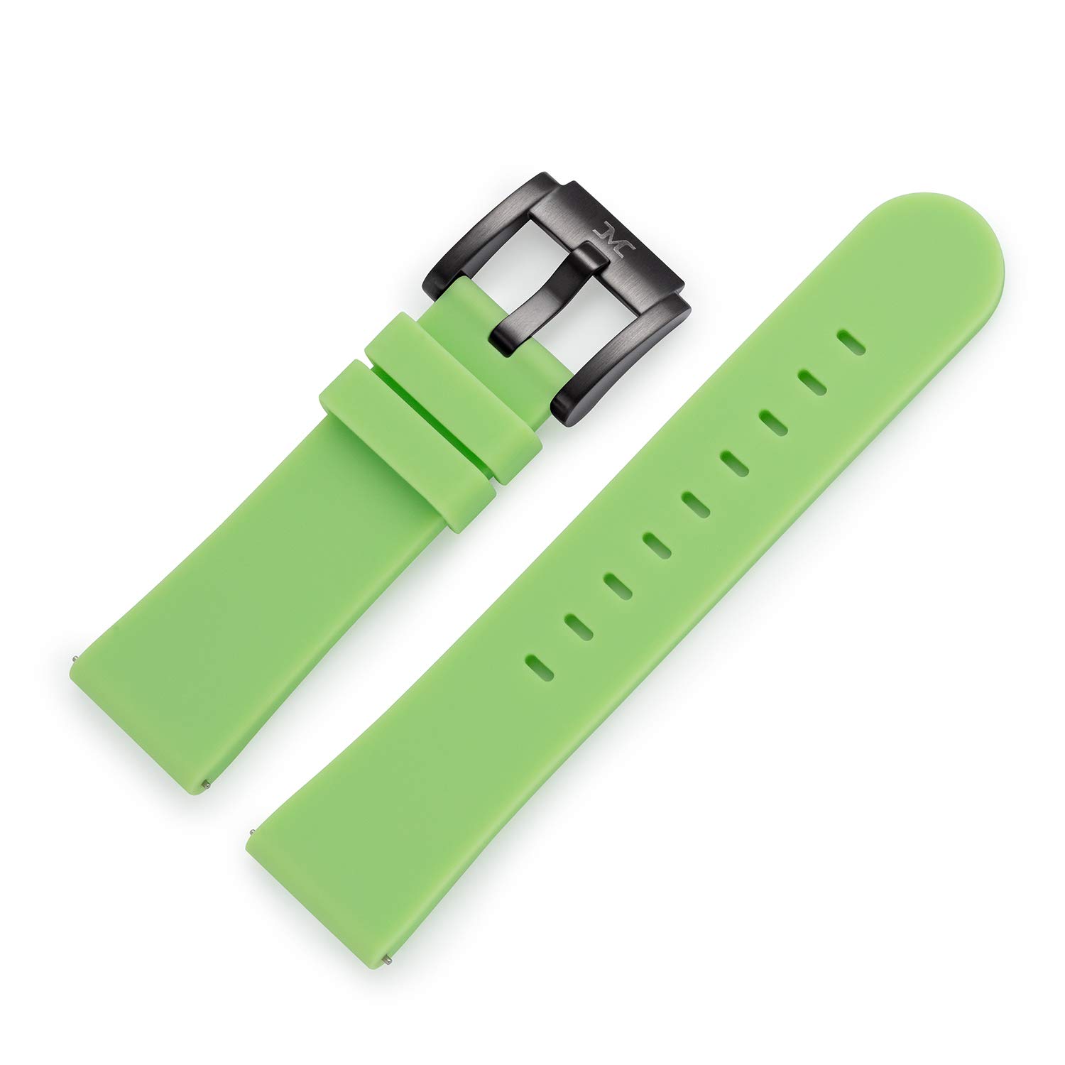 TW Steel Marc Coblen silicone watch strap, 22 mm, with steel clasp, light green, Strap.