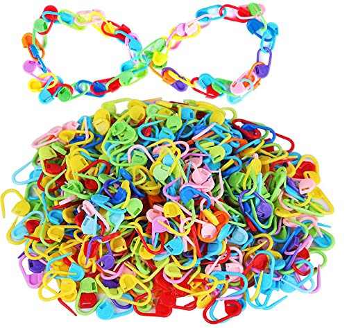 500 Pieces Colorful Knitting Markers Crochet Clips, Knitting Crochet Stitch Markers, Stitch Counter Needle Clips for Knitting DIY Craft Plastic Safety Pins