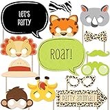 Big Dot of Happiness Funfari - Fun Safari Jungle - Photo Booth Props Kit - 20 Count