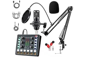 SKTOME Podcast Equipment Bundle, BM-800 Recording Studio Package with Voice Changer, Live Sound Card - Audio Interface for Laptop Computer Vlog Living Broadcast Live Streaming YouTube TikTok (AM100-M8)