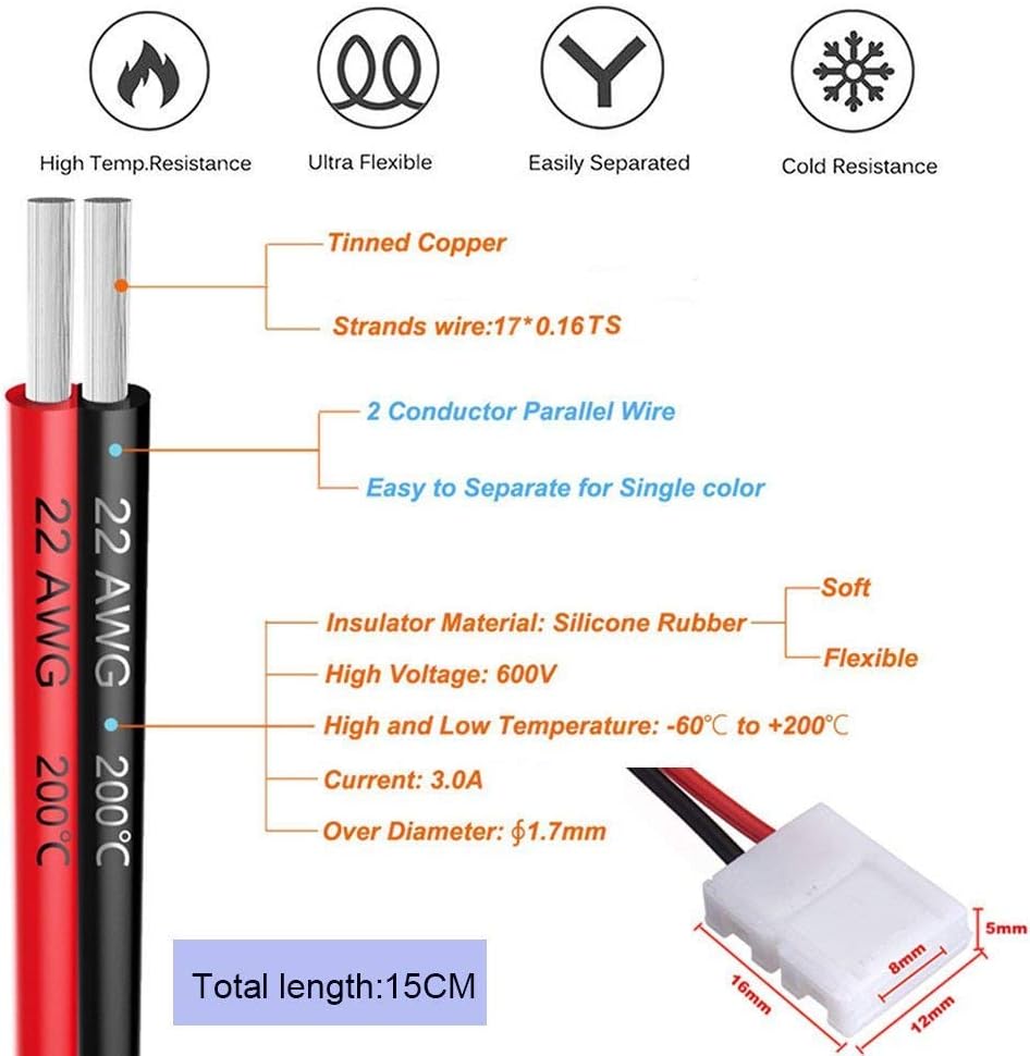 GTIWUNG 3528 2835 2 Pin Solderless LED Strip Light Connector Kit 8mm, Includes 6 x Jumper Connector - Image 4