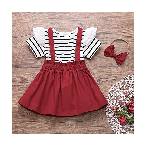 YOUNGER STAR Toddler Girls Outfits 3pcs Baby Romper Clothes Set Girl Floral Jumpsuit+Strap Skirt Outfits - Image 5