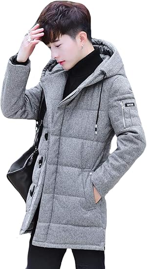 Amazon Piite ロングコート メンズ ダウンジャケット 厚手 アウター フード付き 中綿コート ゆったり あったか 中綿ジャケット シンプル 防寒 防風 ダウンコート 体型カバー ビジネス コート ジャケット 通販