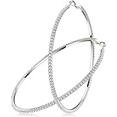 BSJELL Large Hoop Earrings for Women Rhinestone Crystal Big Circle Hoops Stud Earrings Bridal Wedding Jewelry