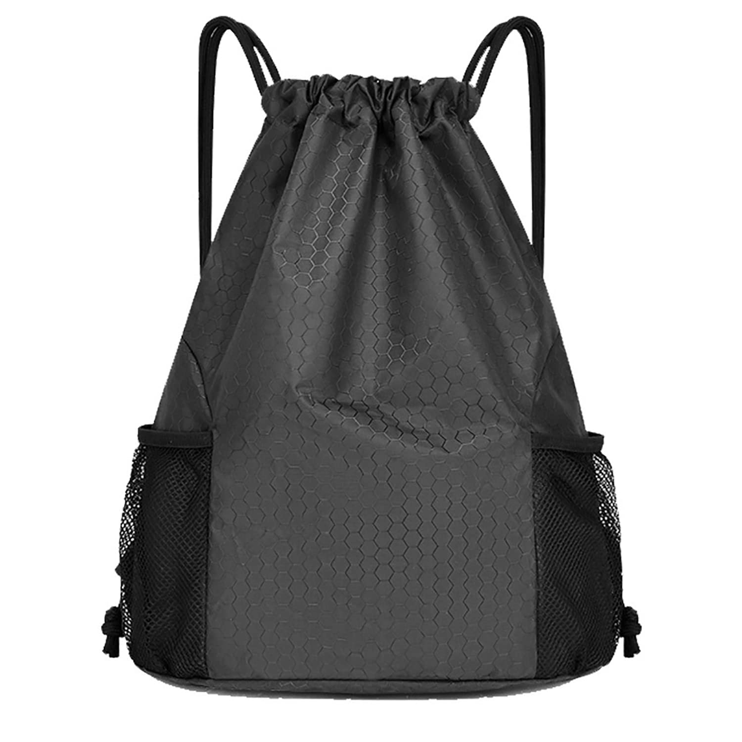 Gsogcax Drawstring Gym Bags, 20L Waterproof Drawstring Bag, PE Sack Drawstring Bag for School Girls Boys Backpack, Swimming Shopping Yoga School Beach Football, Black