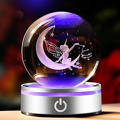 IFOLAINA 3D Moon Fairy Crystal Ball K9 Glass Paperweight Gift