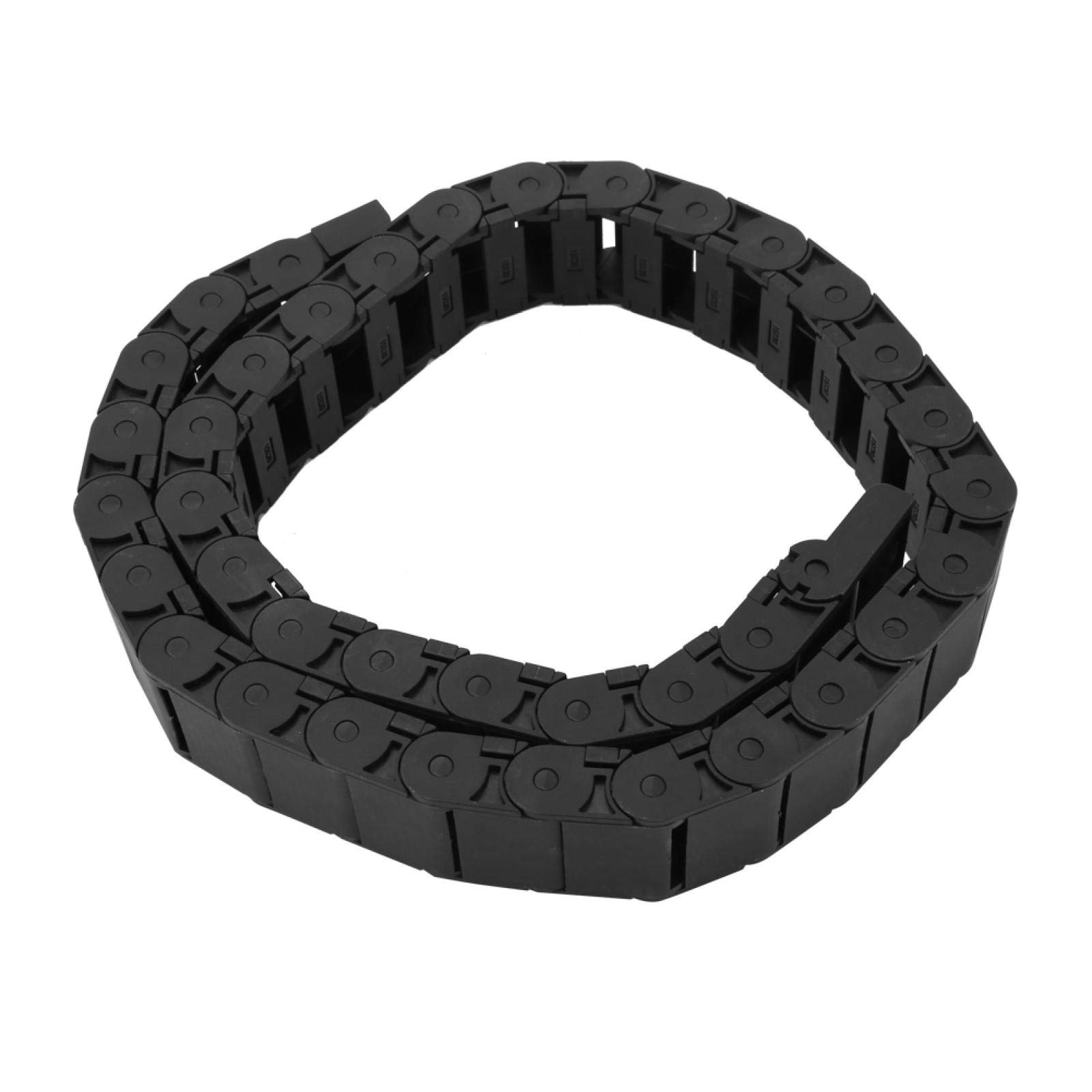 Black Plastic Flexible Wire Carrier Drag Chain,1M Length 15mm x 30mm Nested Semi Closed Drag Chain Cable Wire Carrier for Electrical Machines