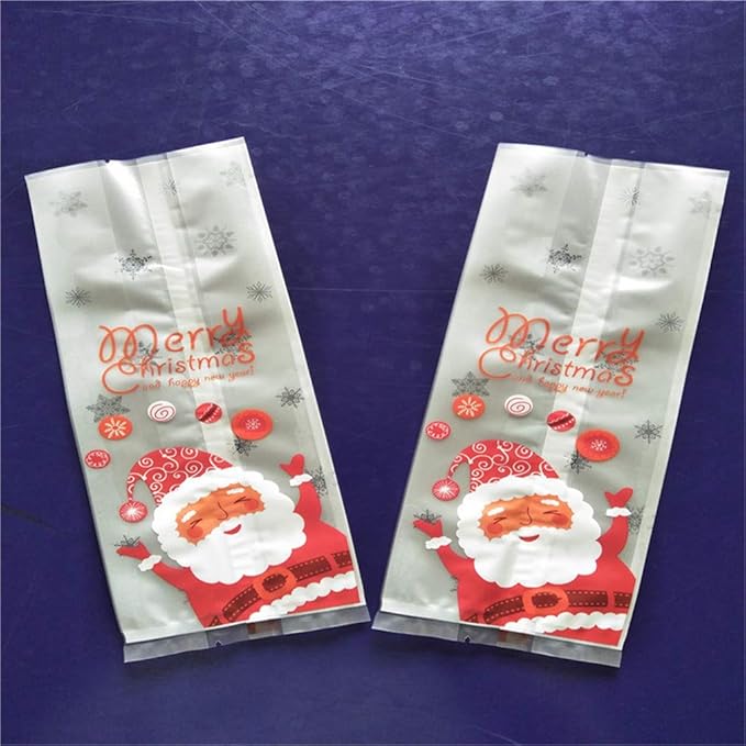 Le Gateau Sevenfly 50 Sachets En Plastique Translucide Du Pere Noel Pour Le Biscuit Lemballage De Bonbons Bon Pour La Fete De Boulangerie Avec Des Autocollants Multicolore Ustensiles De Nettoyage Cuisine