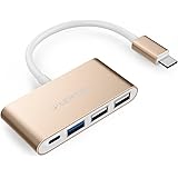 LENTION 4-in-1 USB-C Hub with Type C, USB 3.0, USB 2.0 Ports for New Apple MacBook 12" / New MacBook Pro 13" 15" / ChromeBook Pixel and More, Multi-Port Charging & Connecting Adapter - Champagne Gold