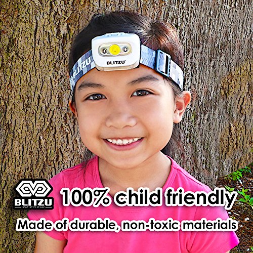 BLITZU Brightest Headlamp Flashlight 165 Lumen with Bright White Cree Led + Red Light for Kids, Men, Women. Perfect for Running, Camping, Home Projects, Waterproof with Adjustable Headband WHITE