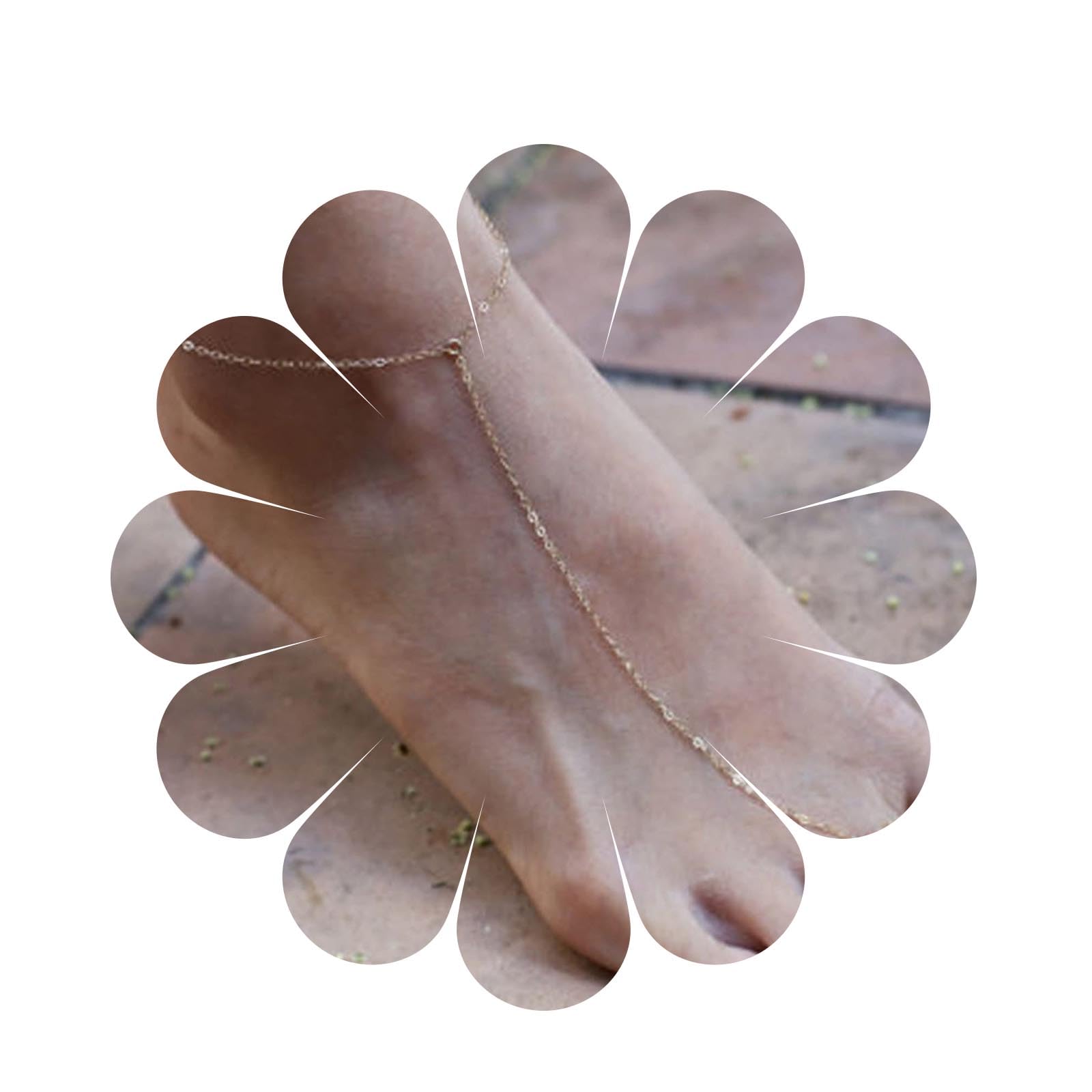 Aneneiceera Bar Ring Toe Anklet Bracelet Gold Barefoot Sandals Simple Ankle Bracelet Toe Chain Wedding Layered Foot Chain Jewelry for Women and Girls