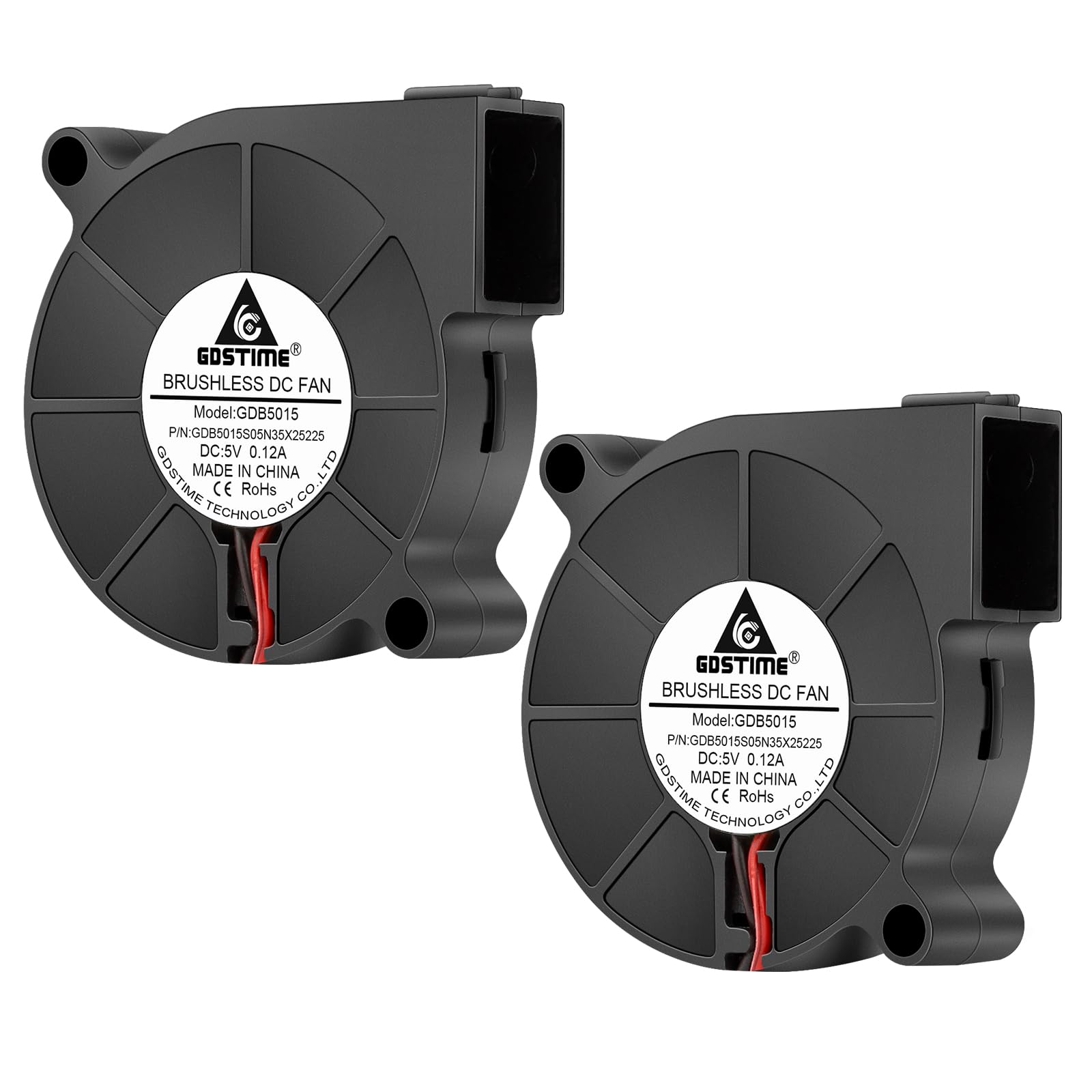 GDSTIME 2pcs 5015 Blower Fan 5V 0.12A 50mm x 50mm x 15mm 3500 RPM Centrifugal Cooling Case Blower Fan for Purifier Humidifier 3D Printer Laptop Motherboard Exhaust Ventilation