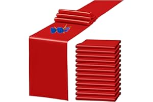 YMHPRIDE 12 Pack Red Satin Table Runner 12 x 108 Inch Long Premium Table Runners for Wedding Party Events Decoration, Birthday Parties, Banquets Decorations, Graduations, Engagements