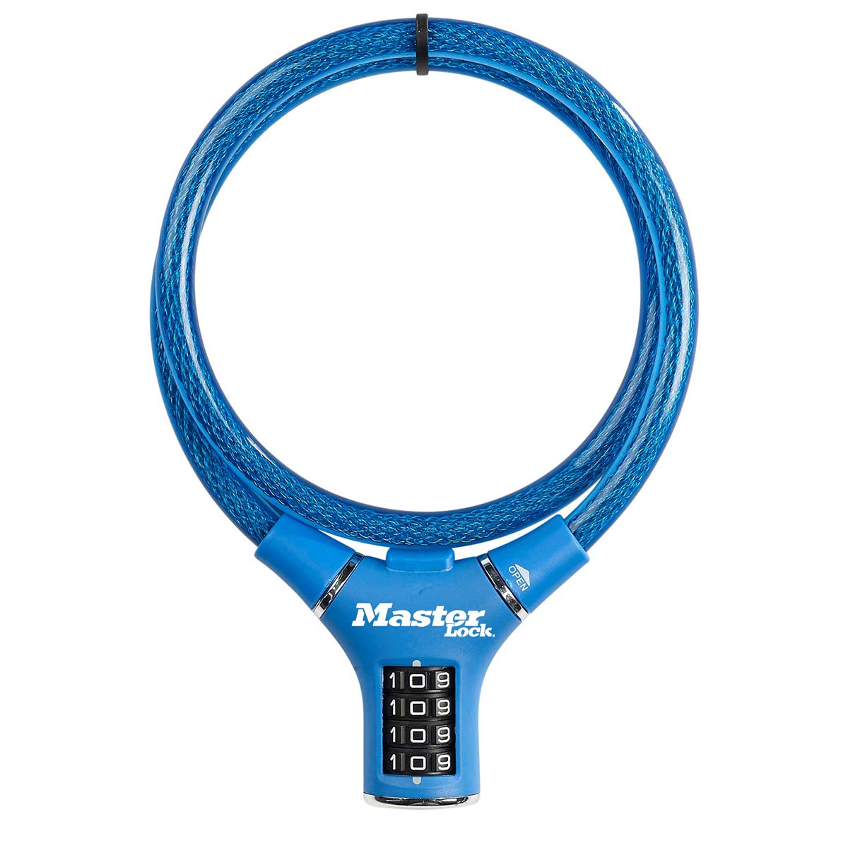 MASTER LOCK Bike Cable Lock [Combination] [90 cm Cable] [Outdoor] [Blue] 8229EURDPROBLU - Ideal for Bike, Skateboards, Strollers, Lawnmowers and Other Outdoor Equipment