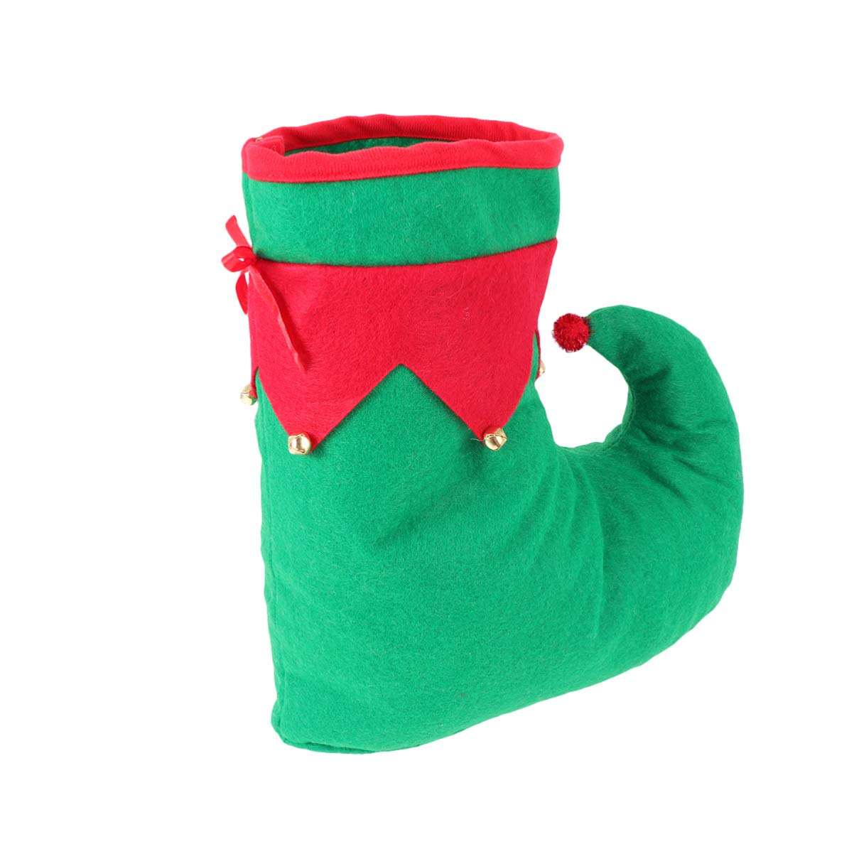 1Pc Novelty Christmas Elf Shoes with Bells Funny Red and Green Clown Shoes for Adults Festive Costume Accessories for Holiday Parties and Photo Props