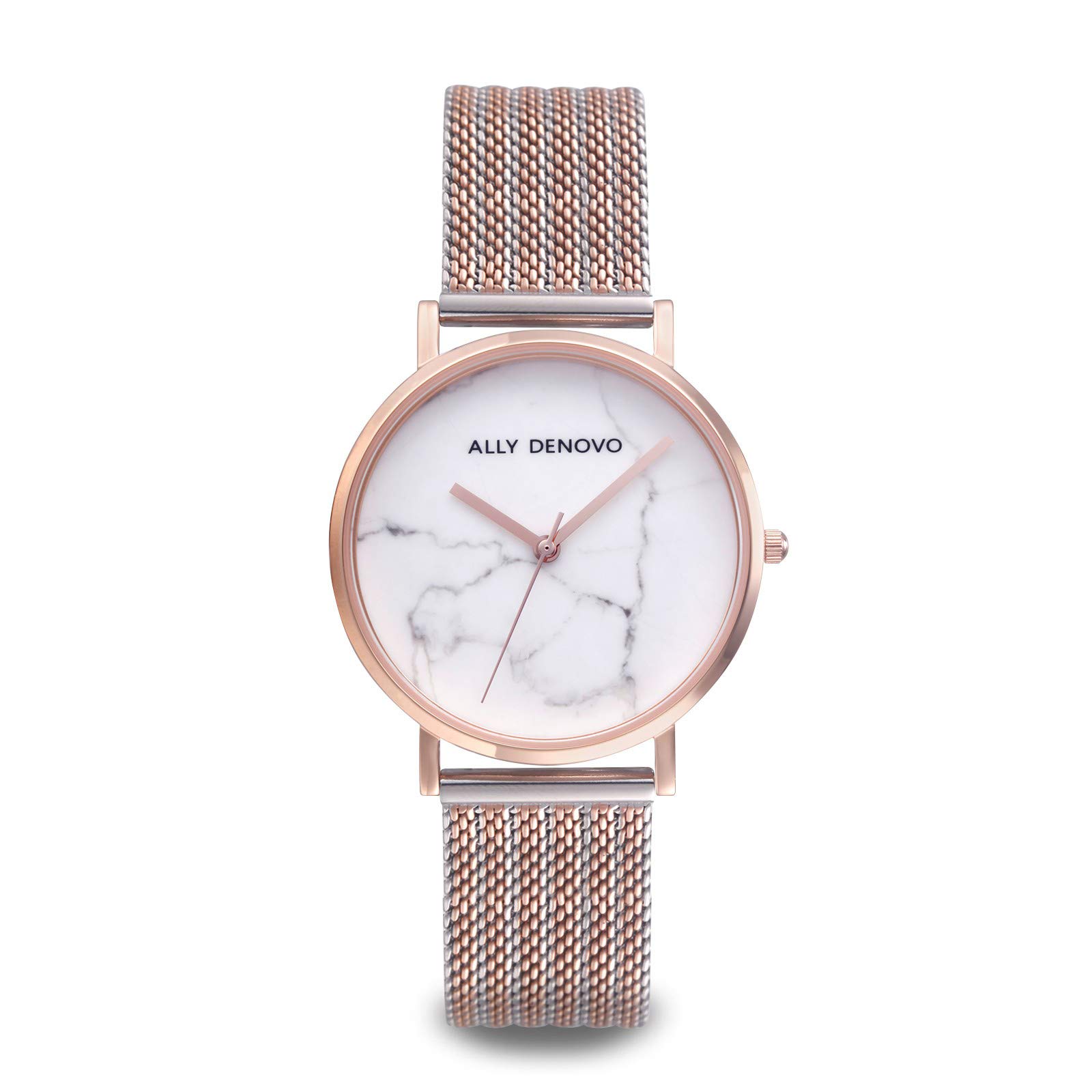 Ally Denovo Carrara Marble Mesh Women's Watch with Milanese Strap Analogue Stainless Steel AF5004.2, Bracelet