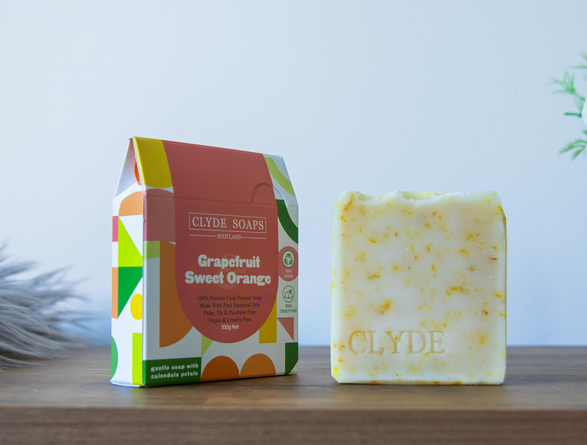 Grapefruit & Sweet Orange Clyde Soaps, Cold Process, Palm Oil & Plastic Free, Eco Gift, UK Handmade Vegan, Cruelty Free, Artisan Soap, Best For Men And Women